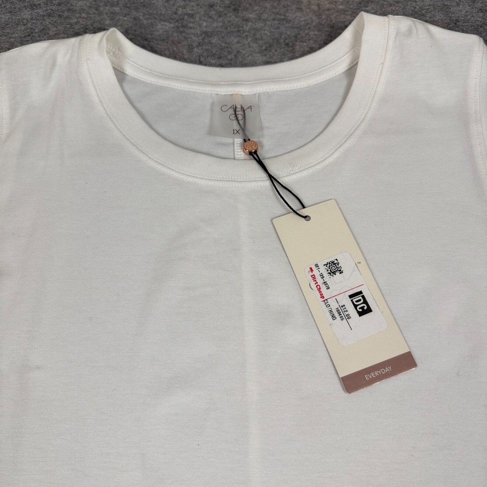 CALIA Everyday Shirttail Tank Pure White Womens Plus 1X - Picture 2 of 12